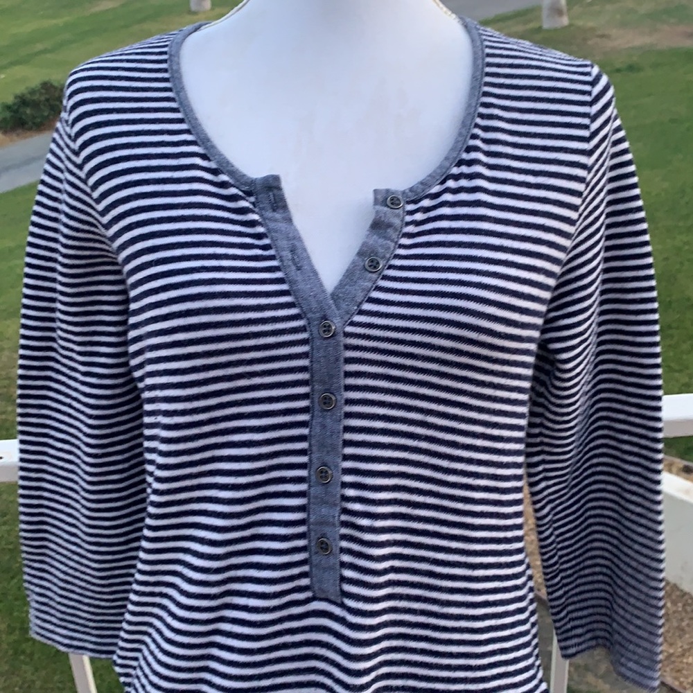 Anthropologie Postmark blue and white strip midi dress large - Picture 5 of 9